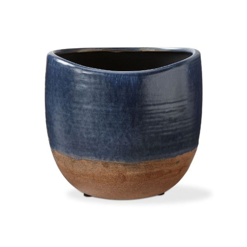 Large Blue Basin Planter