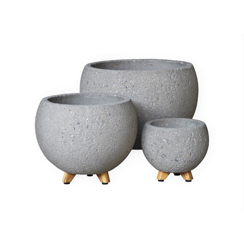 Rock Grey Sphere Cement Planter