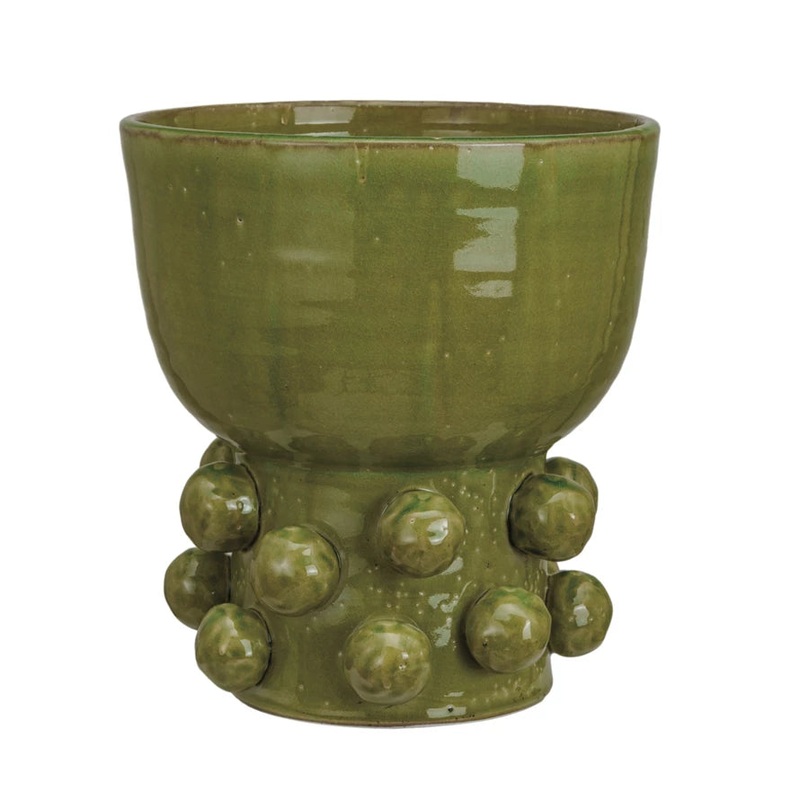Green Hobnail Vase