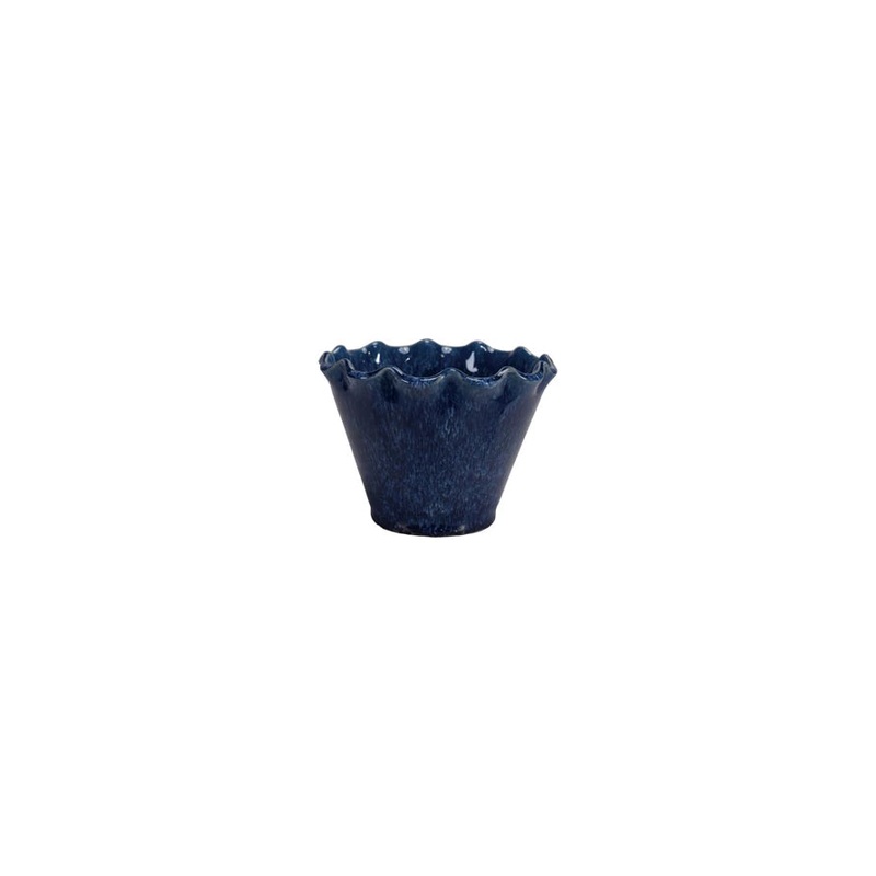 Navy Blue Scalloped Edge Planter