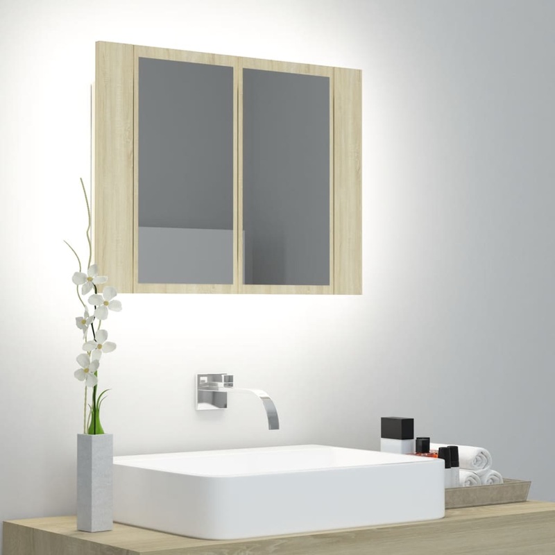 Armoire  miroir  LED de bain Chne sonoma 60x12x45 Acrylique