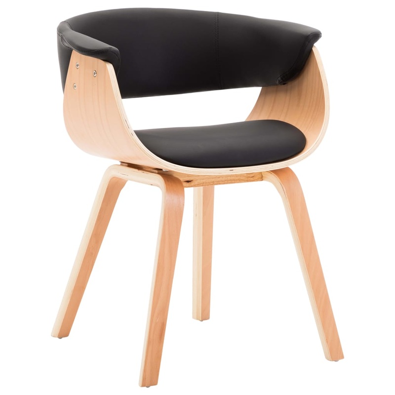 Chaise  manger noir bois courb et similicuir