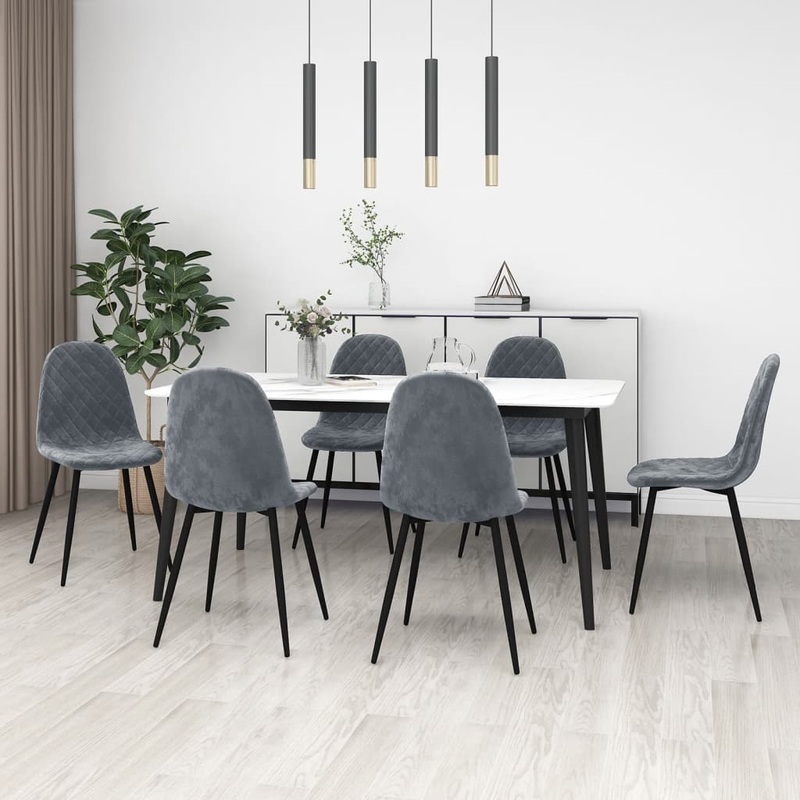 Chaises  manger lot de 6 gris fonc velours