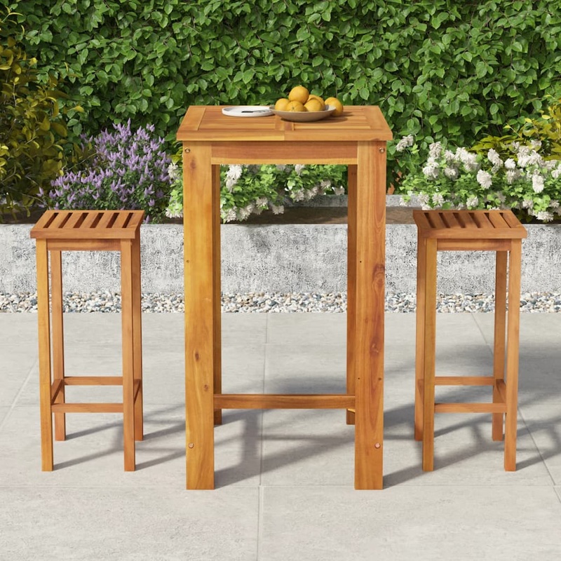 Ensemble de bar de jardin 3 pcs Bois d'acacia solide