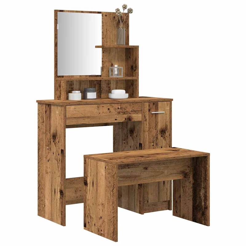 Ensemble de coiffeuse vieux bois bois d'ingnierie