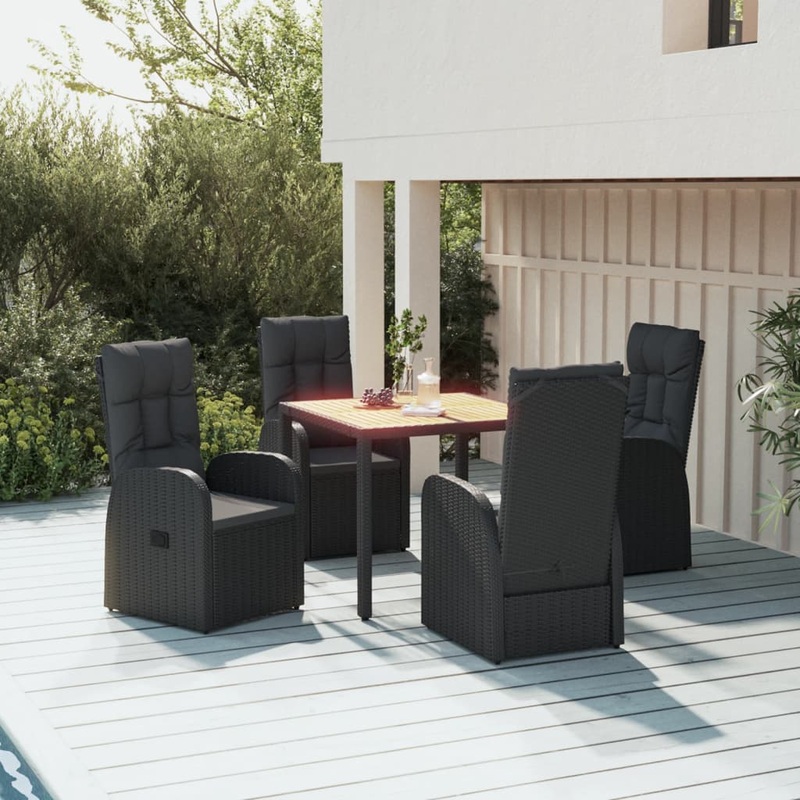 Ensemble  manger de jardin coussins 5pcs Noir Rsine tresse