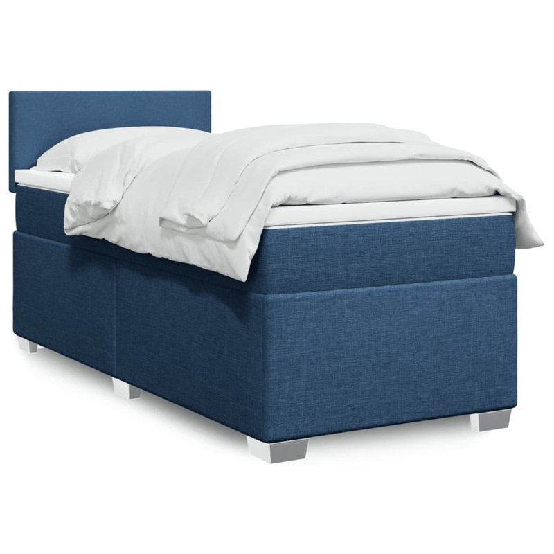Sommier  lattes de lit avec matelas Bleu 100x200 cm Tissu