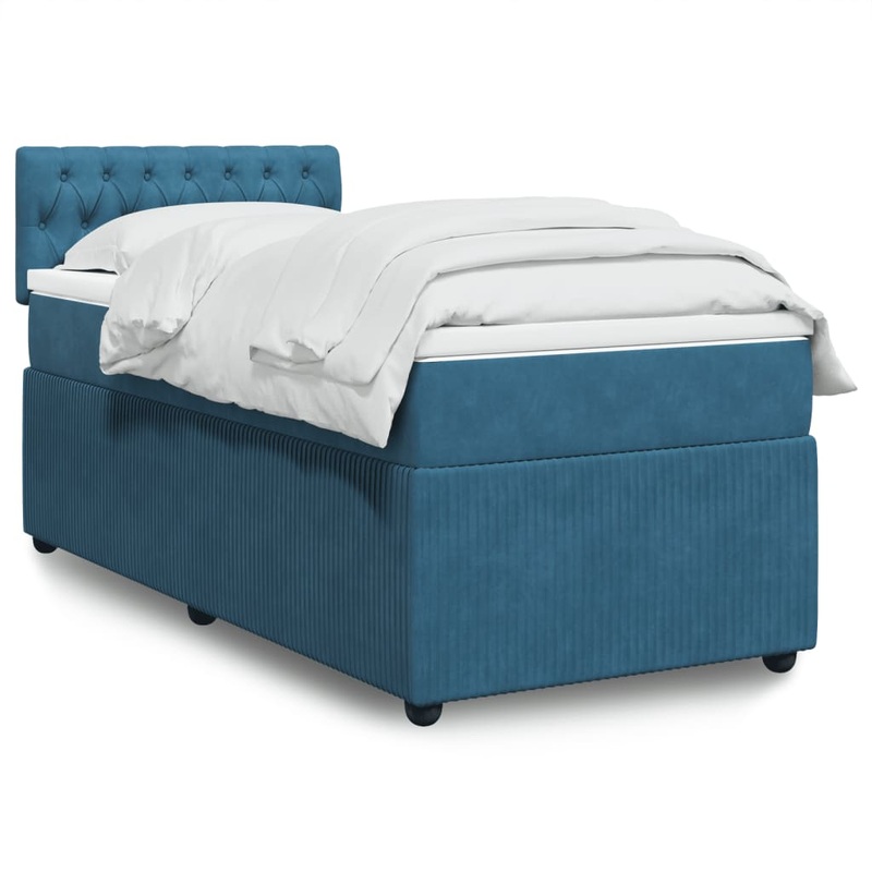 Sommier  lattes de lit avec matelas bleu 80x200 cm velours