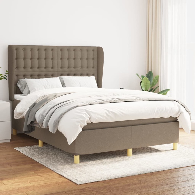 Sommier  lattes de lit avec matelas Taupe 140x200 cm Tissu