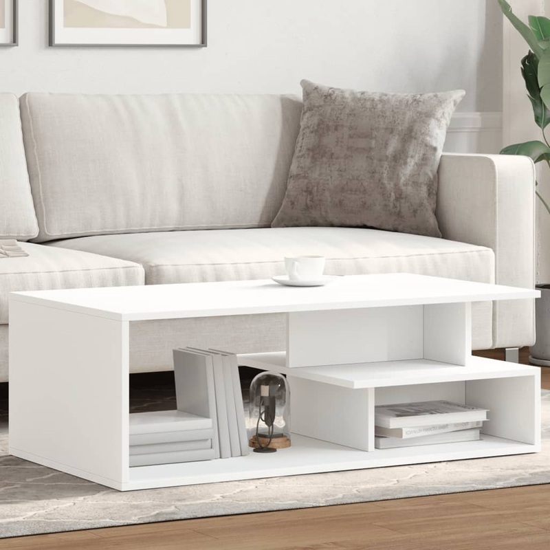 Table basse blanc 102x55x35 cm bois d'ingnierie