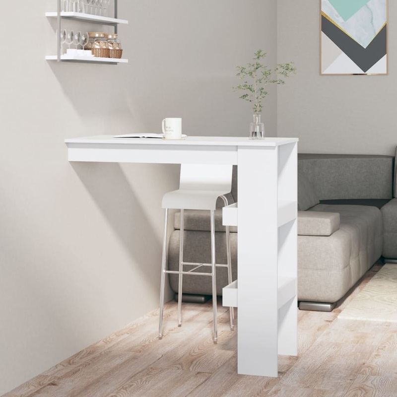 Table de bar murale Blanc 102x45x103,5 cm Bois d'ingnierie